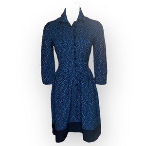 Anthropologie Tracy Reese Blue Long Sleeve Lace Vintage Style Dress Size 2